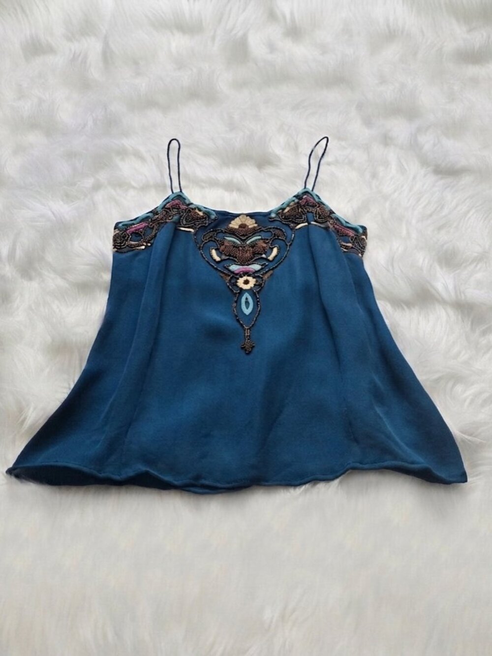 Matthew Williamson Beaded Blue Sleeveless Tank Top Size 8 Small - Picture 8 of 9